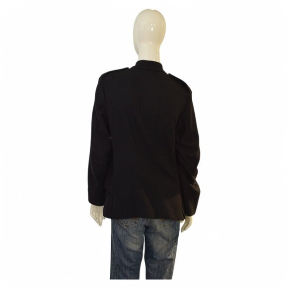 Yves Saint Laurent YSL Black army style collarless Lana wool button jacket 48 - Picture 2 of 13